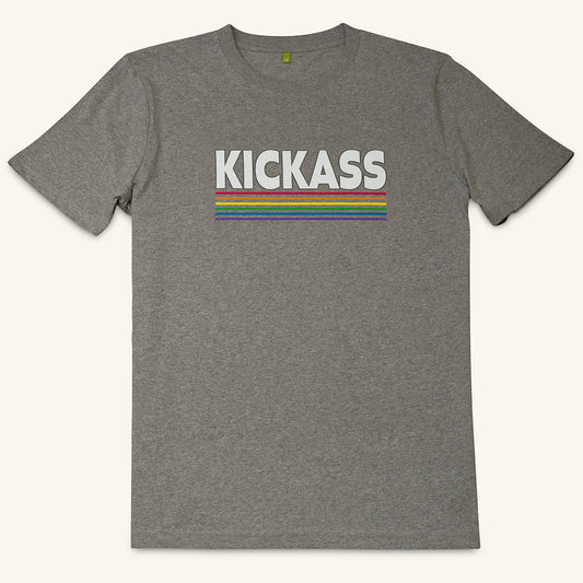 Grey recycled cotton Pride t-shirt with rainbow print