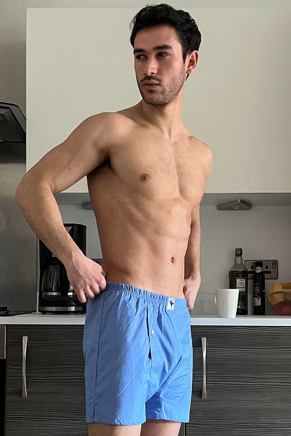 men's blue cotton boxer shorts