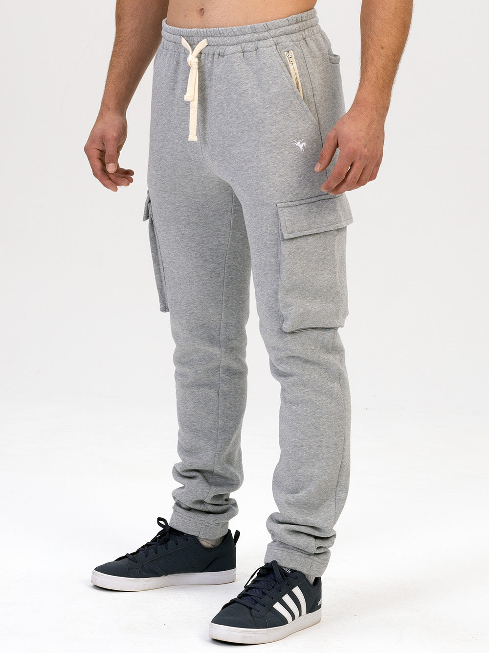 grey organic cotton cargo joggers