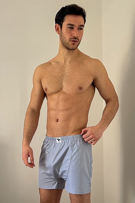 Grey cotton boxer shorts