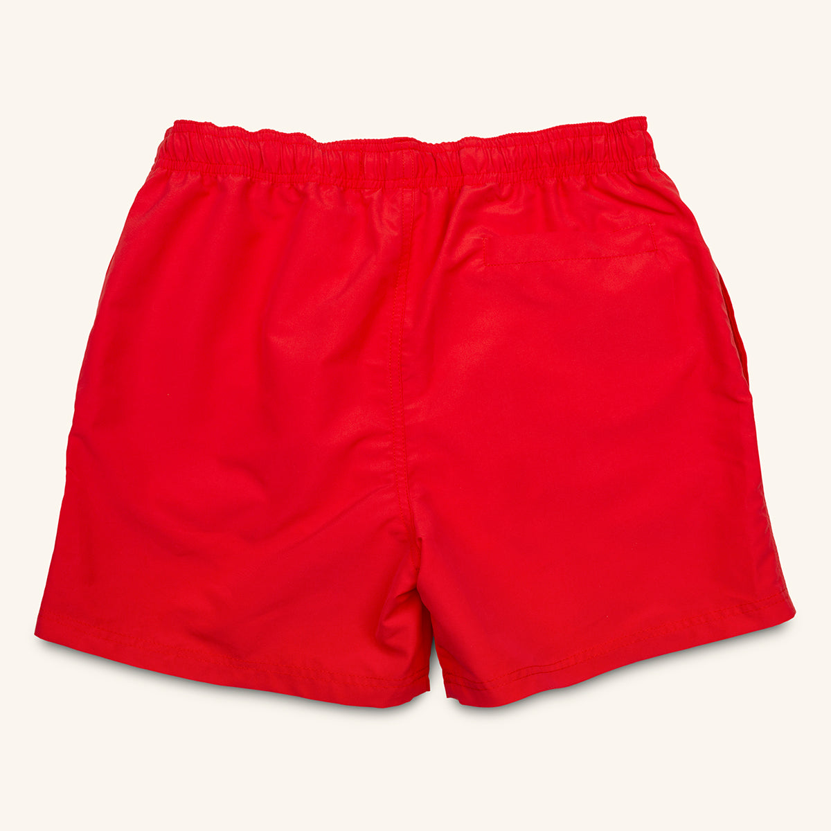 red recycled polyester swim shorts back