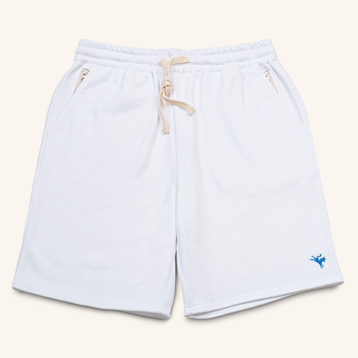 white French terry shorts